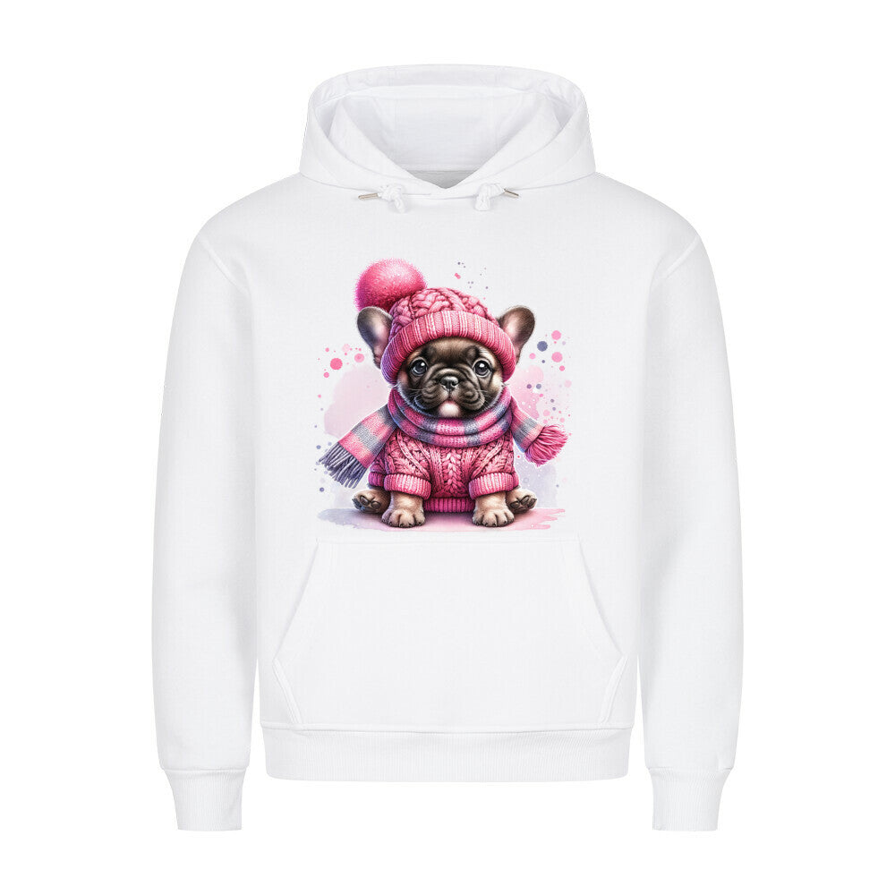 Premium Hoodie "Frenchie - Wintermädchen" Weiß – hunde-shirt.de