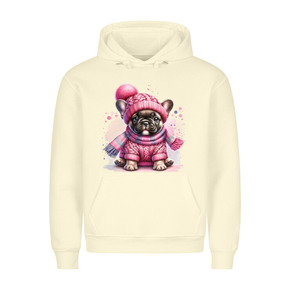 Premium Hoodie "Frenchie - Wintermädchen" Beige – hunde-shirt.de
