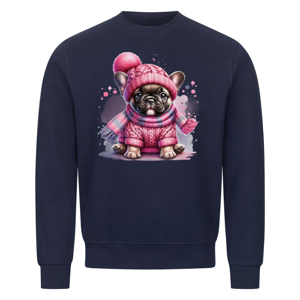 Premium Sweatshirt "Frenchie - Wintermädchen" Navy Blue – hunde-shirt.de