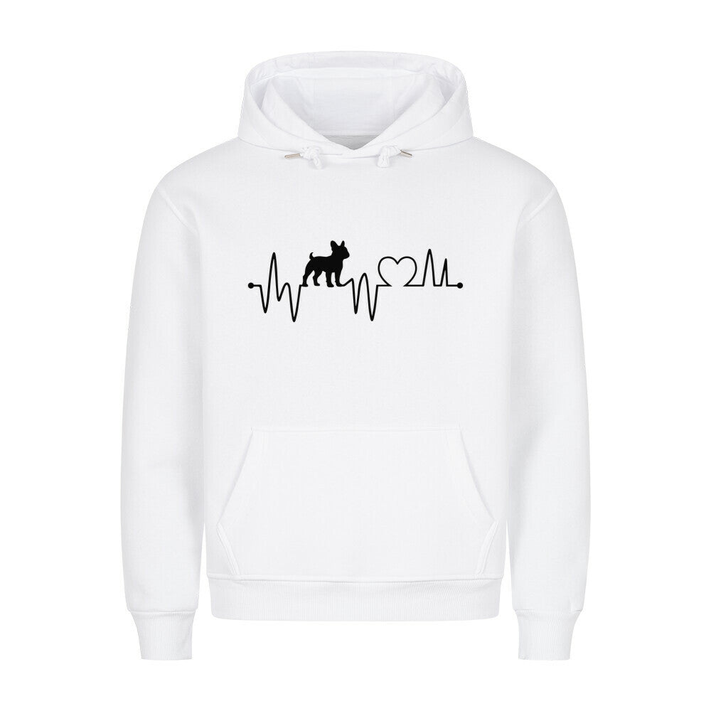 Premium Hoodie "Französische Bulldogge - Heartbeat" Weiß – hunde-shirt.de