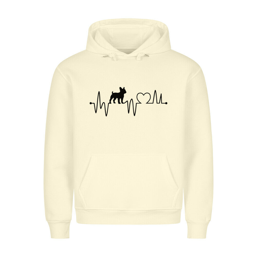 Premium Hoodie "Französische Bulldogge - Heartbeat" Beige – hunde-shirt.de
