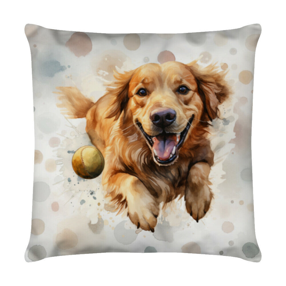 Kissen "Golden Retriever - Jump" Weiß – hunde-shirt.de