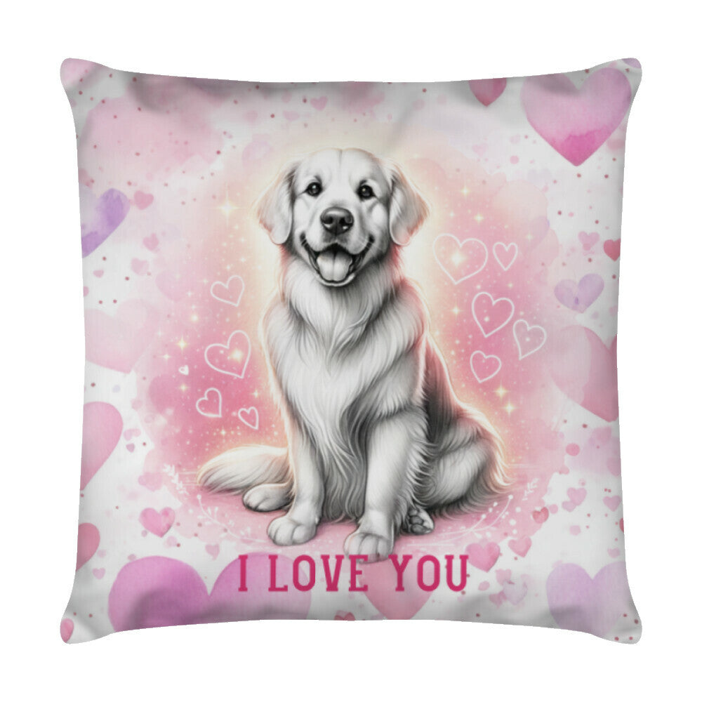 Kissen "Golden Retriever - I love You" Weiß – hunde-shirt.de