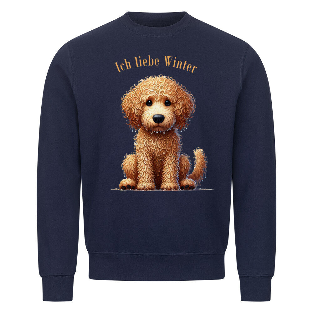 Premium Sweatshirt "Golden Doodle - Ich liebe Winter" Navy Blue – hunde-shirt.de