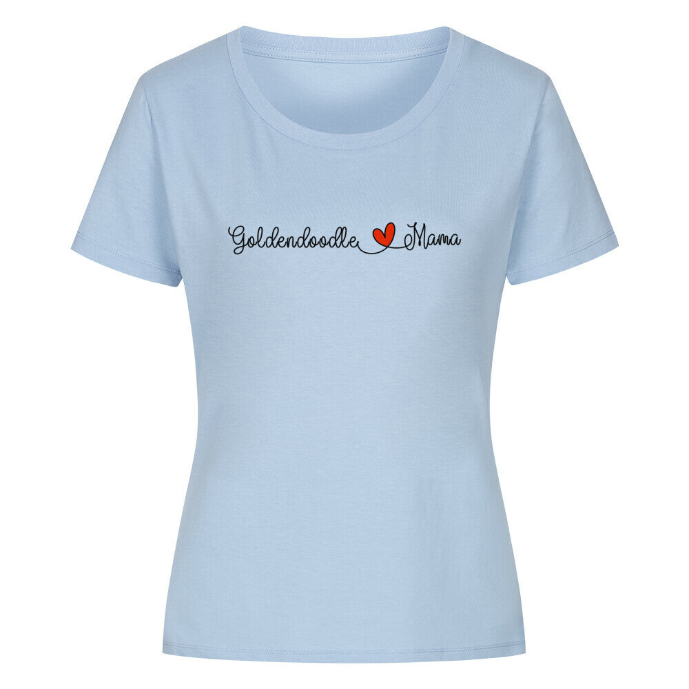 Premium Organic Damen-Shirt "Golden Doodle - Mama" Sky Blue – hunde-shirt.de