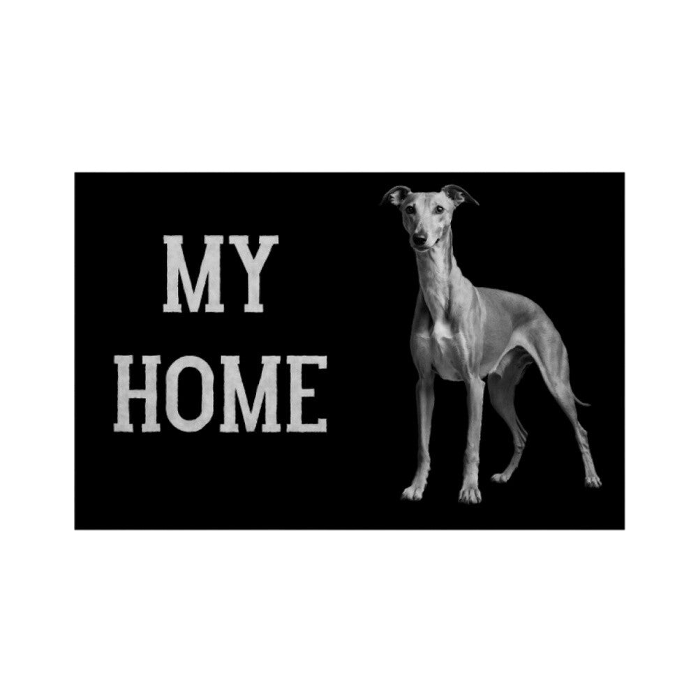 Fußmatte "Greyhound - MY HOME" Weiß – hunde-shirt.de