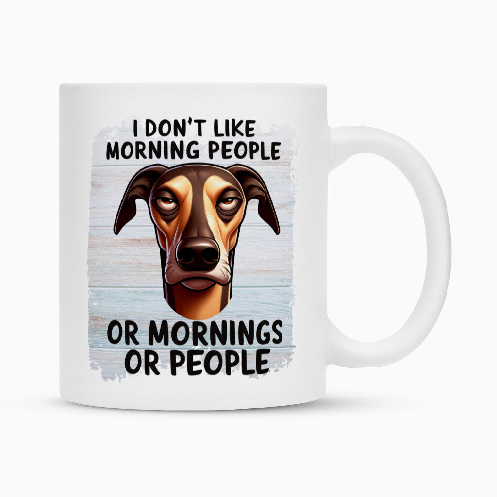 Tasse "Greyhound - Morning People" Weiß – hunde-shirt.de