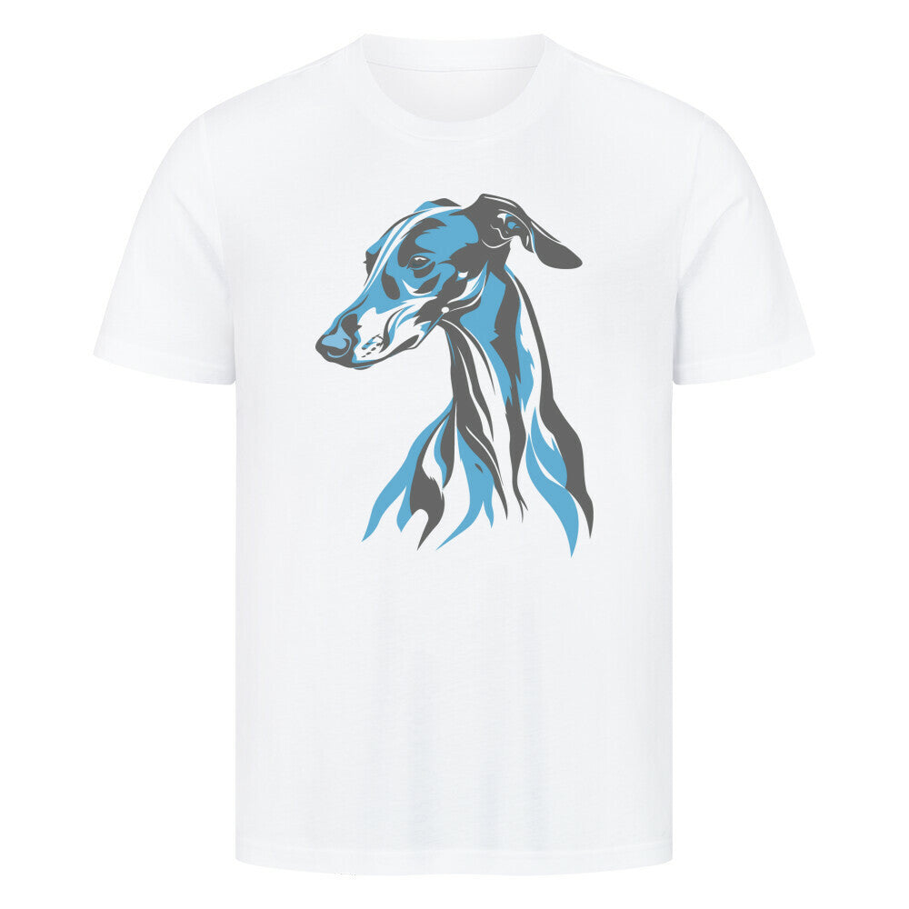 Premium T-Shirt "Greyhound - Blue" Weiß – hunde-shirt.de