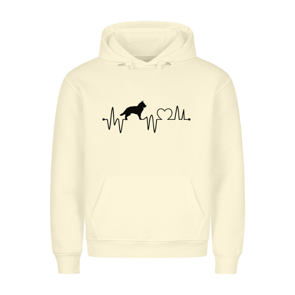 Premium Hoodie "Groenendael - Heartbeat" Beige – hunde-shirt.de