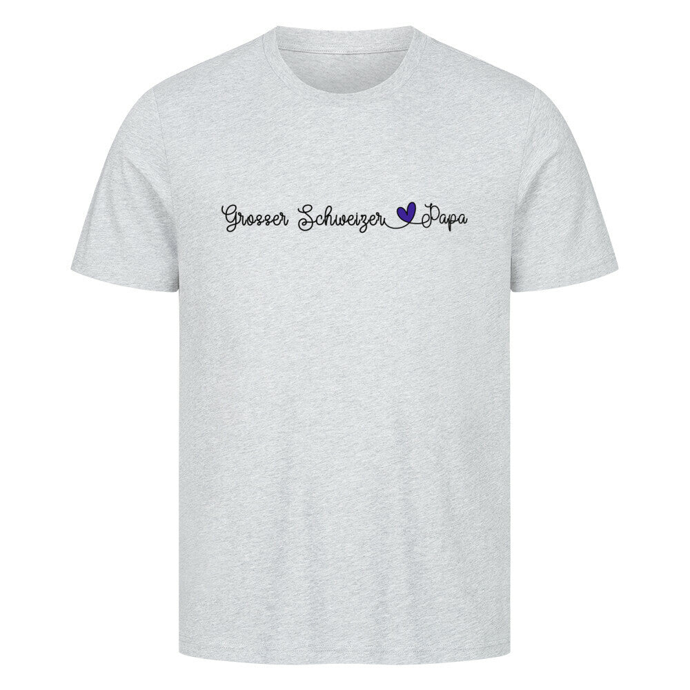 Premium T-Shirt "Großer Schweizer - Papa" Heather Grey – hunde-shirt.de