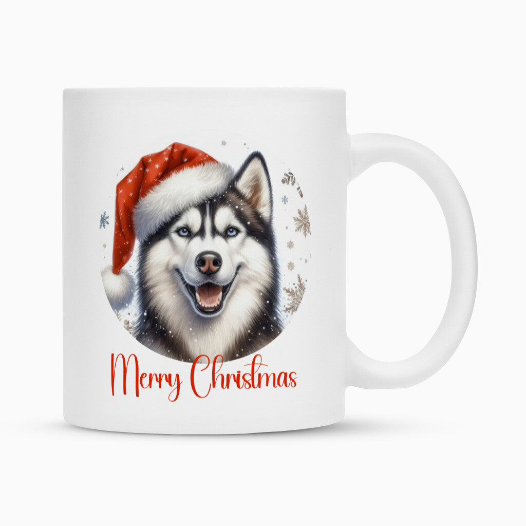 Tasse "Husky - Merry Christmas" Weiß – hunde-shirt.de