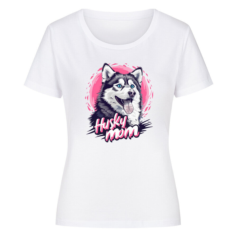 Premium Organic Damen-Shirt "Husky Mom" Weiß – hunde-shirt.de