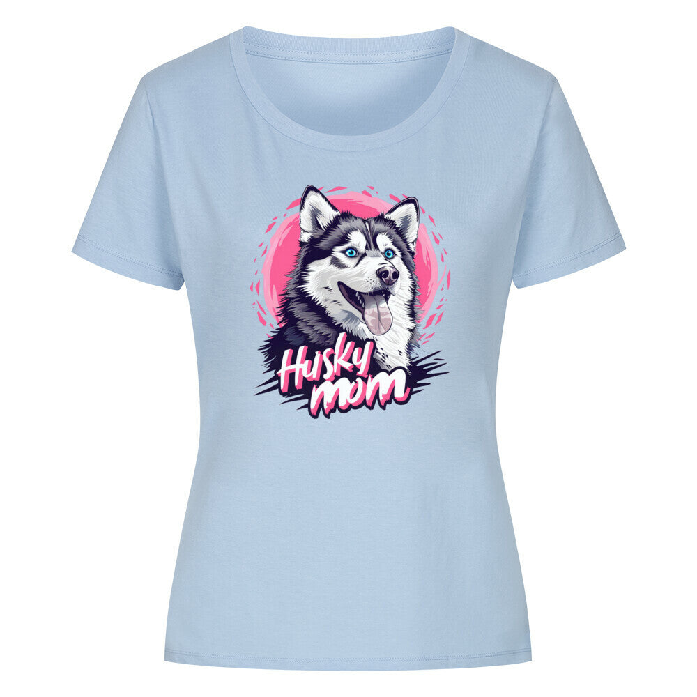 Premium Organic Damen-Shirt "Husky Mom" Sky Blue – hunde-shirt.de