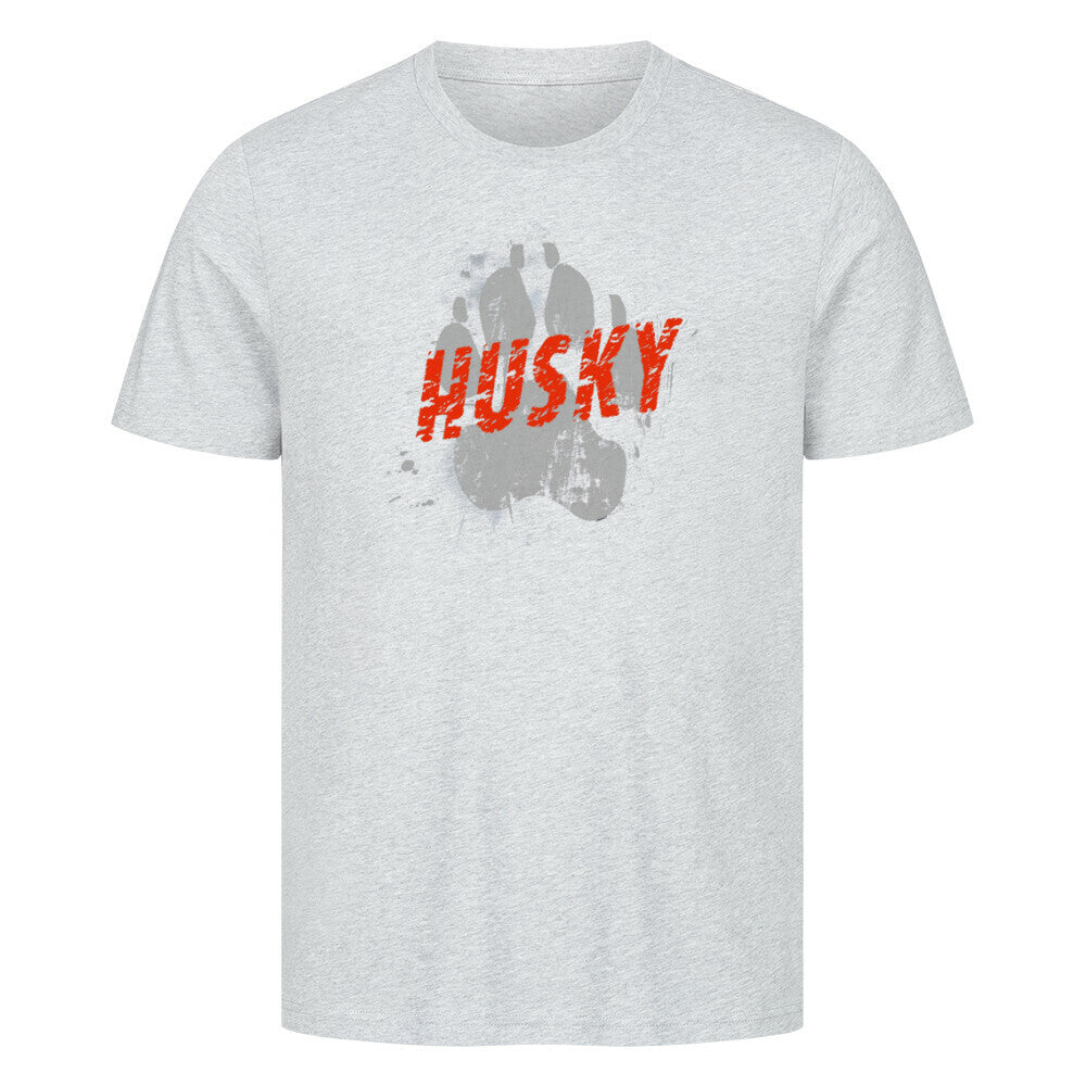 Premium T-Shirt "Husky - PAW" Heather Grey – hunde-shirt.de