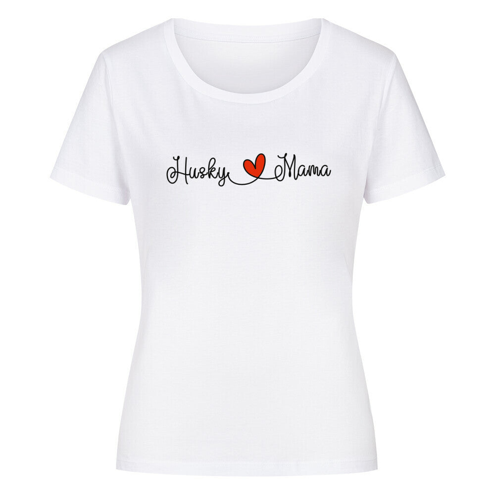 Premium Organic Damen-Shirt "Husky - Mama" Weiß – hunde-shirt.de