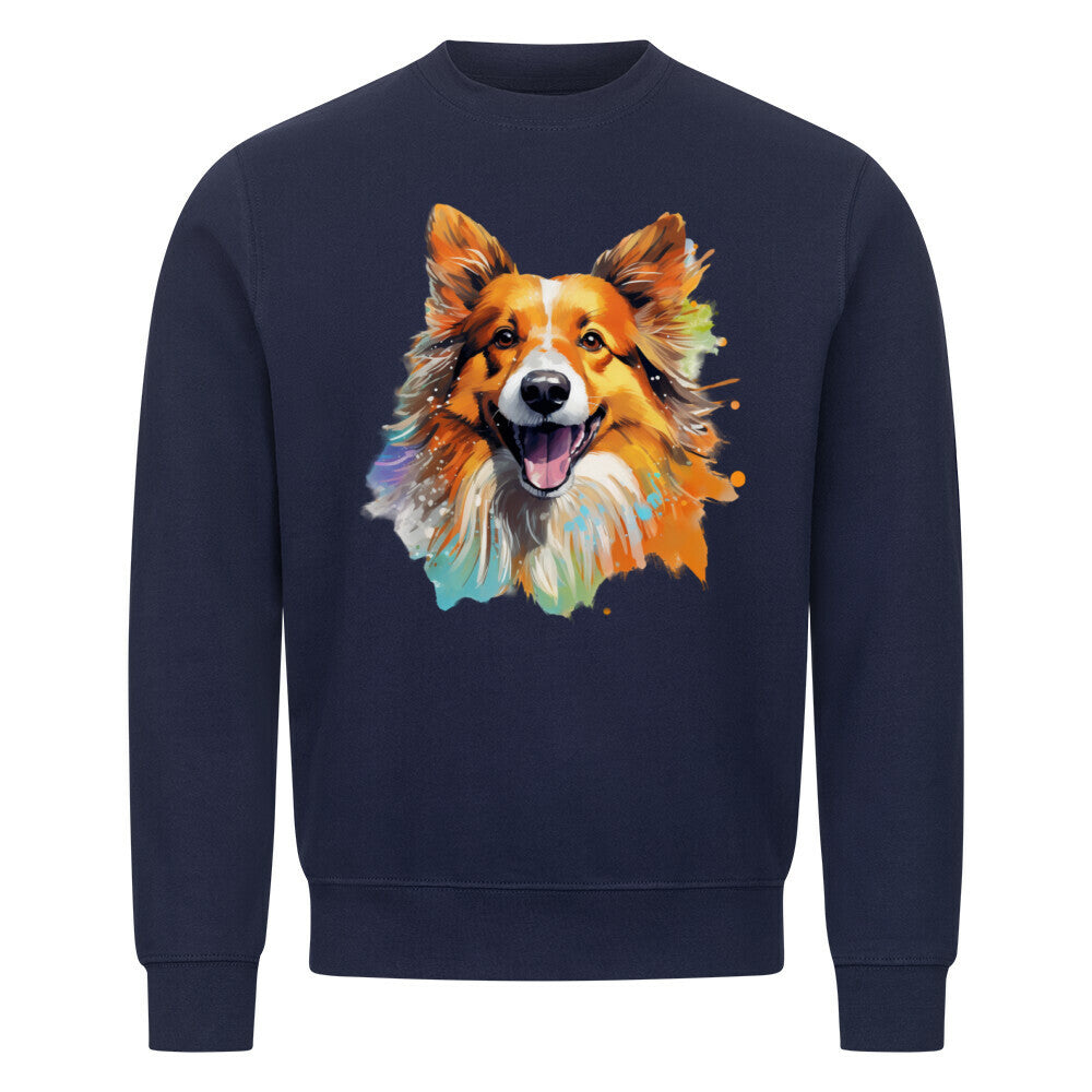 Premium Sweatshirt "Icelandic Sheepdog - Paint" Navy Blue – hunde-shirt.de