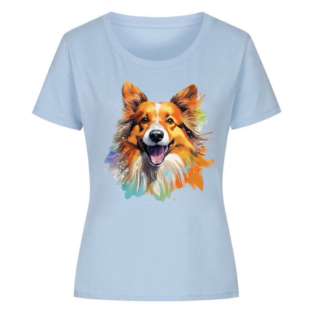 Premium Organic Damen-Shirt "Icelandic - Paint" Sky Blue – hunde-shirt.de
