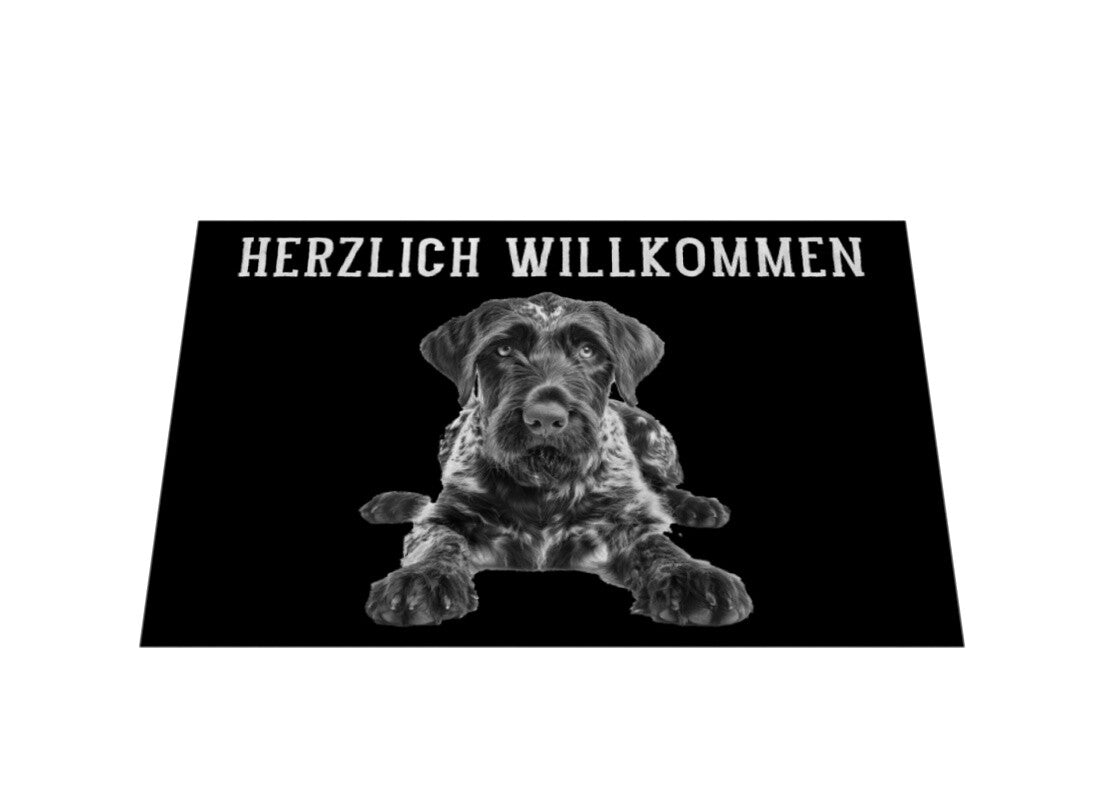 Fußmatte "Deutsch Drahthaar - HERZLICH WILLKOMMEN" – hunde-shirt.de