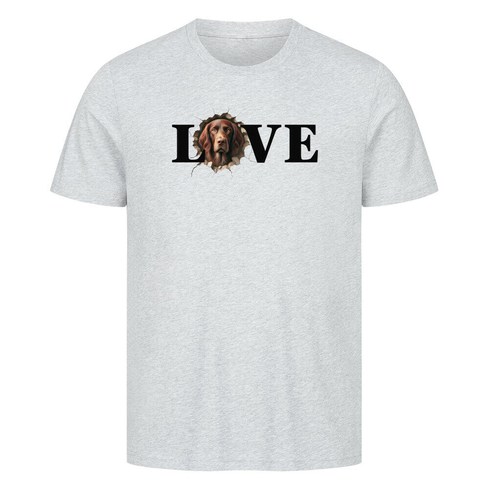 Premium T-Shirt "Deutsch Langhaar- LOVE" Heather Grey – hunde-shirt.de