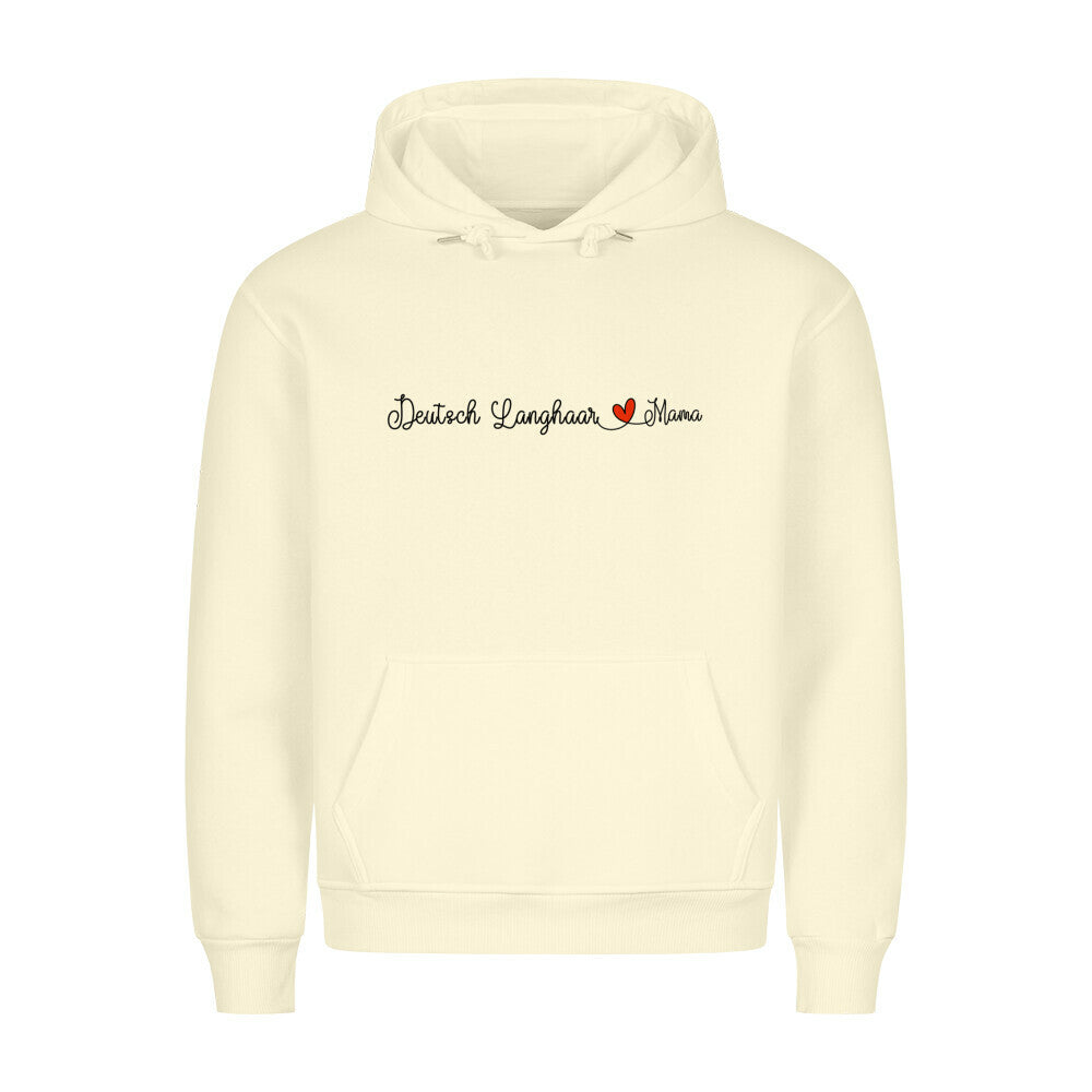 Premium Hoodie "Deutsch Langhaar- Mama" Beige – hunde-shirt.de