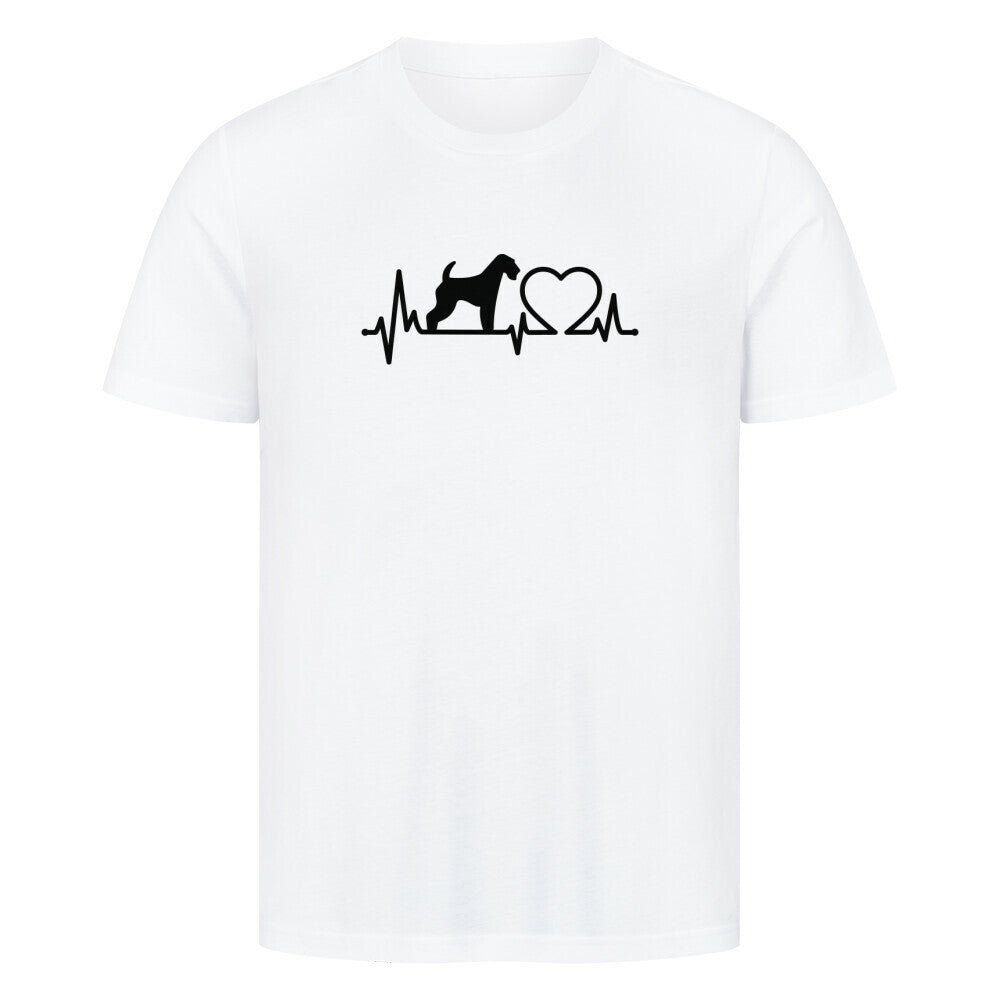 Premium T-Shirt "Airedale Terrier - Heartbeat" Weiß – hunde-shirt.de