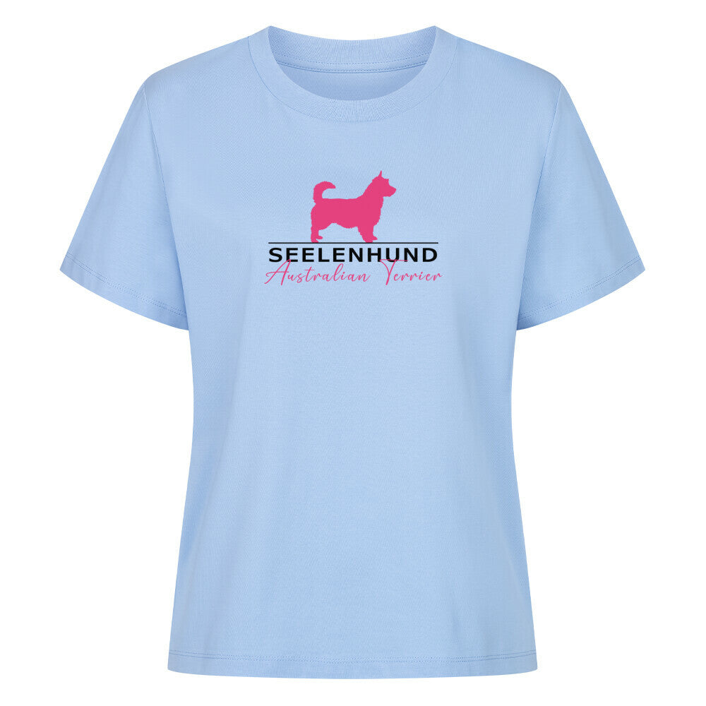 Premium Organic Damen-Shirt "Australian Terrier - Seelenhund" Sky Blue – hunde-shirt.de