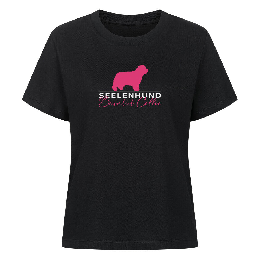 Premium Organic Damen-Shirt "Bearded Collie - Seelenhund" Schwarz – hunde-shirt.de