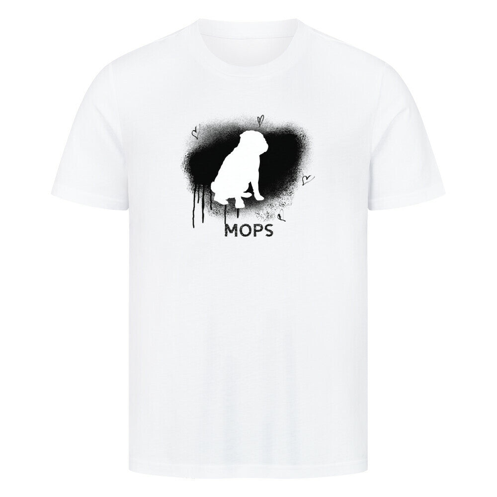 Premium T-Shirt "Mops - Brush" Weiß – hunde-shirt.de