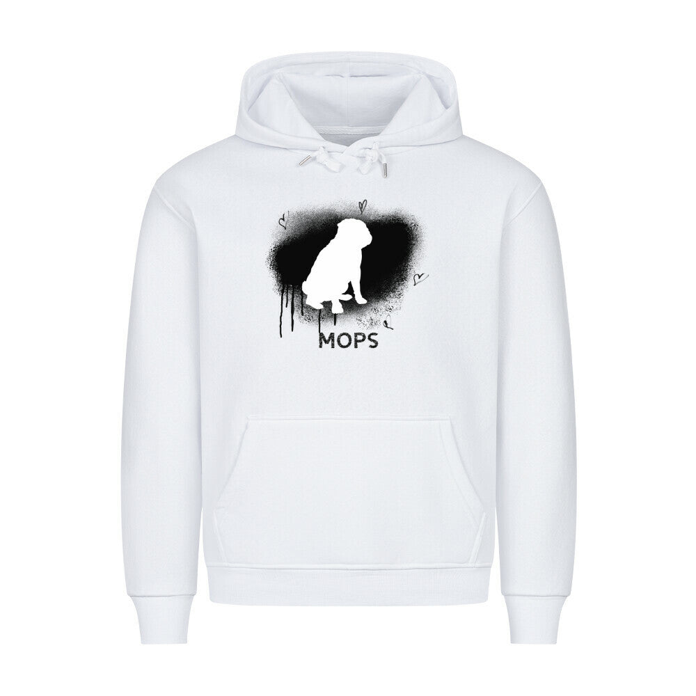 Premium Hoodie "Mops - Brush" Weiß – hunde-shirt.de