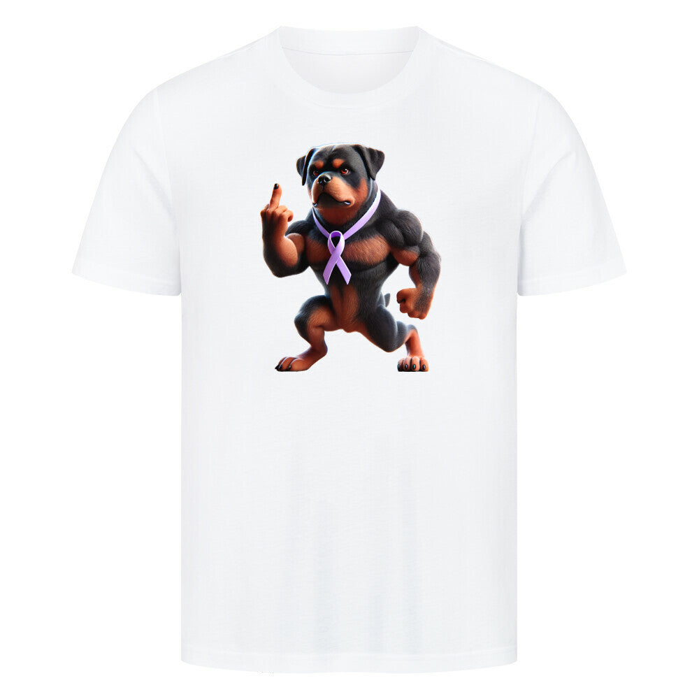 Premium T-Shirt "Rottweiler - Fuck Cancer" Weiß – hunde-shirt.de
