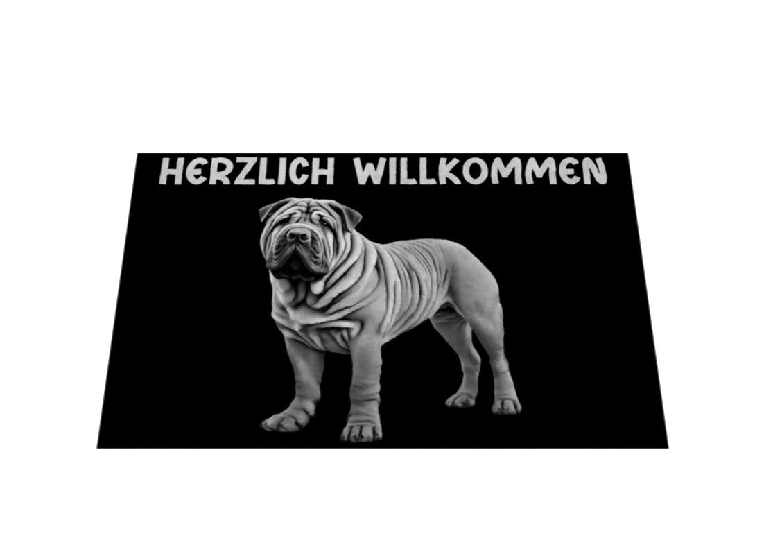 Fußmatte "Shar Pei - HERZLICH WILLKOMMEN" – hunde-shirt.de