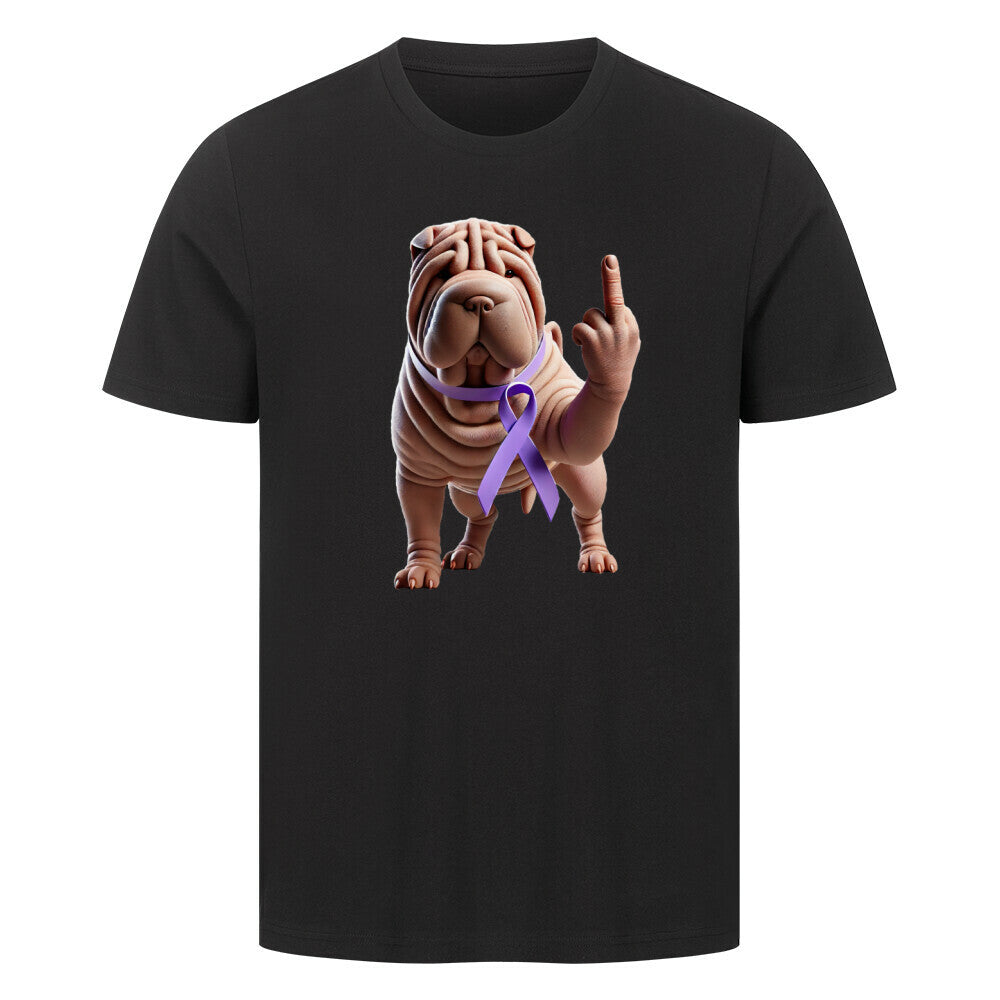 Premium T-Shirt "Shar Pei - Fuck Cancer" Schwarz – hunde-shirt.de