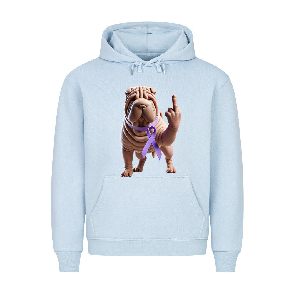 Premium Hoodie "Shar Pei - Fuck Cancer" Babyblau – hunde-shirt.de
