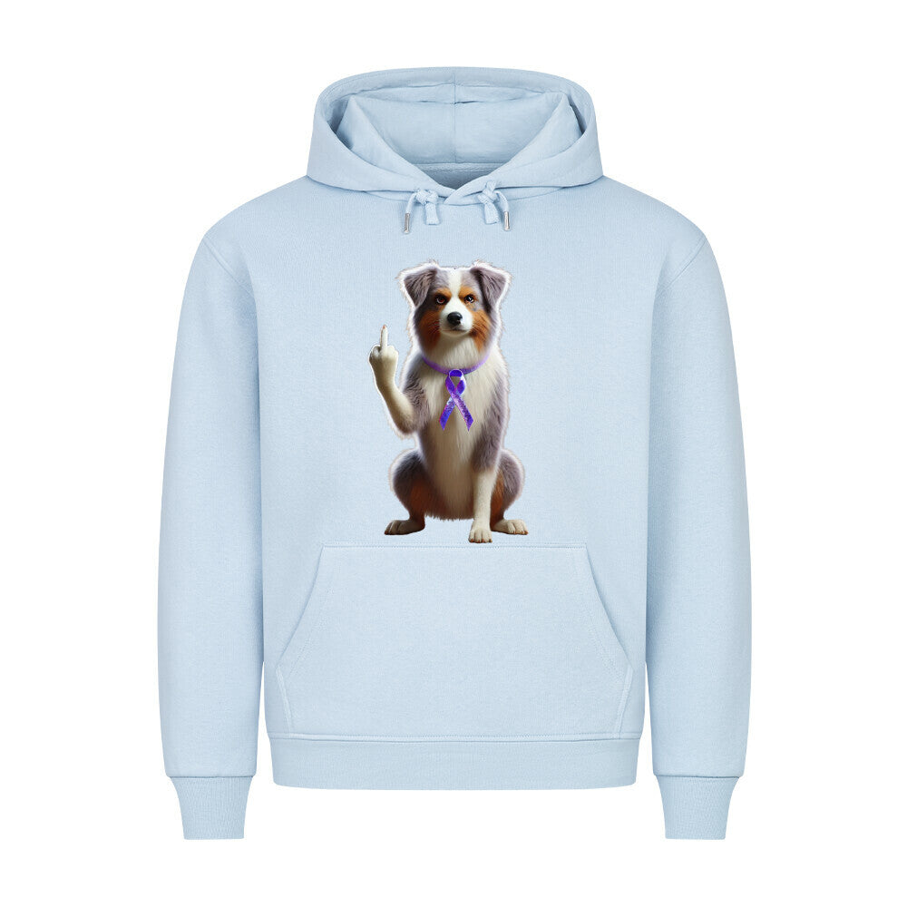 Premium Hoodie "Australian Shepherd - Fuck Cancer" Babyblau – hunde-shirt.de