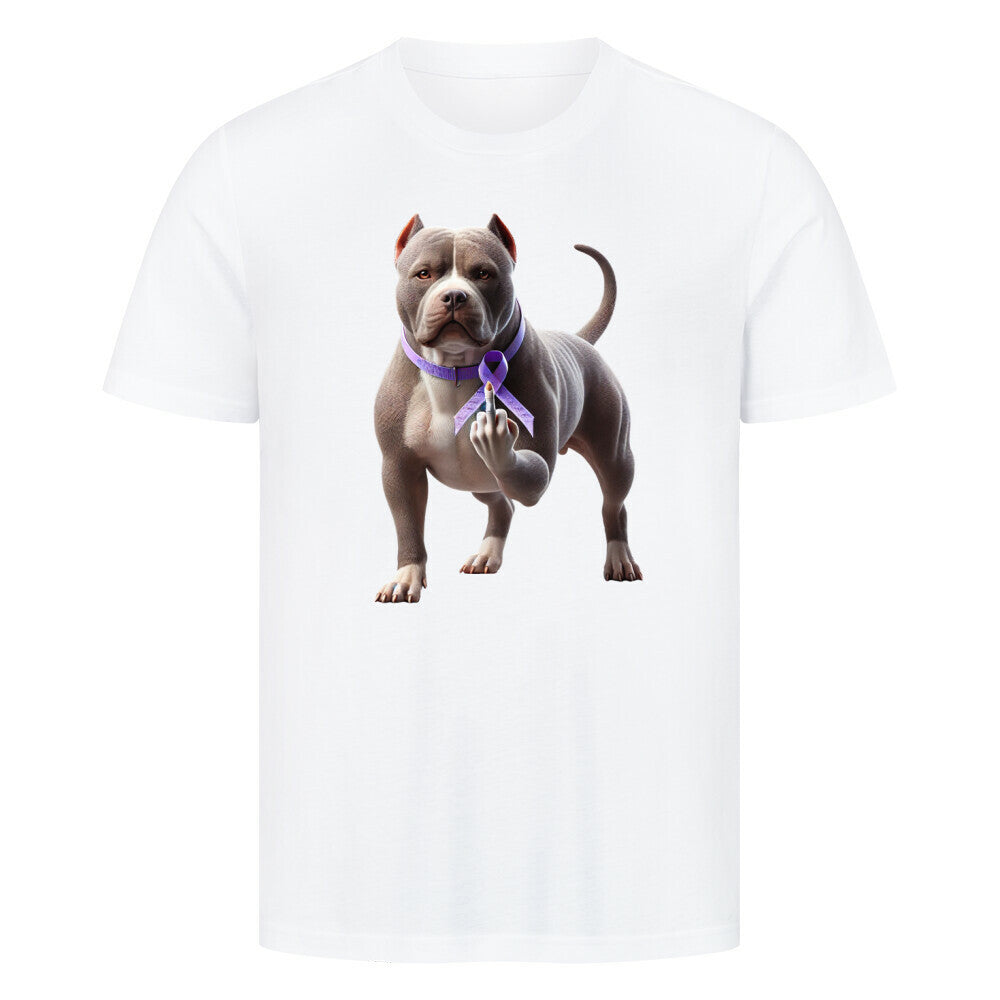 Premium T-Shirt "American Bully - Fuck Cancer" Weiß – hunde-shirt.de