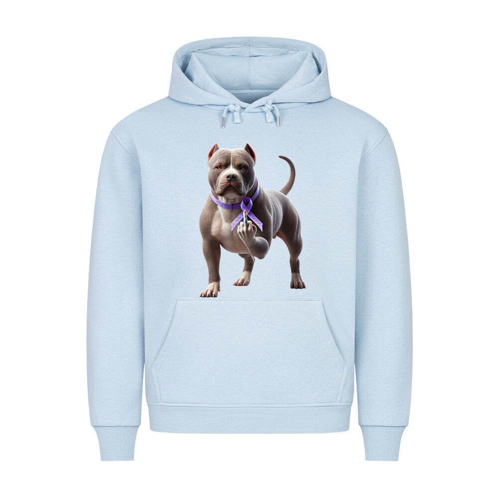 Premium Hoodie "American Bully - Fuck Cancer" Babyblau – hunde-shirt.de