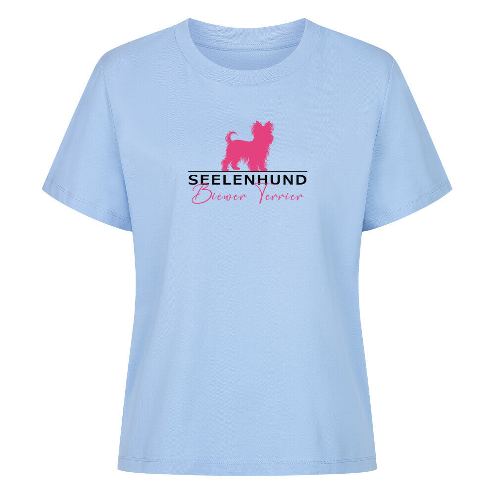 Premium Organic Damen-Shirt "Biewer Terrier - Seelenhund" Sky Blue – hunde-shirt.de