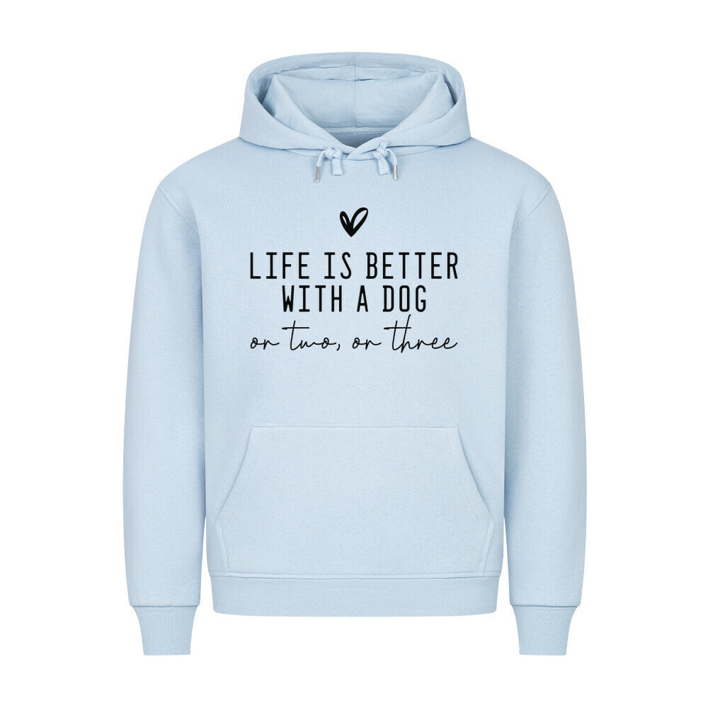 Premium Hoodie "Hunde - Life is better" Babyblau – hunde-shirt.de