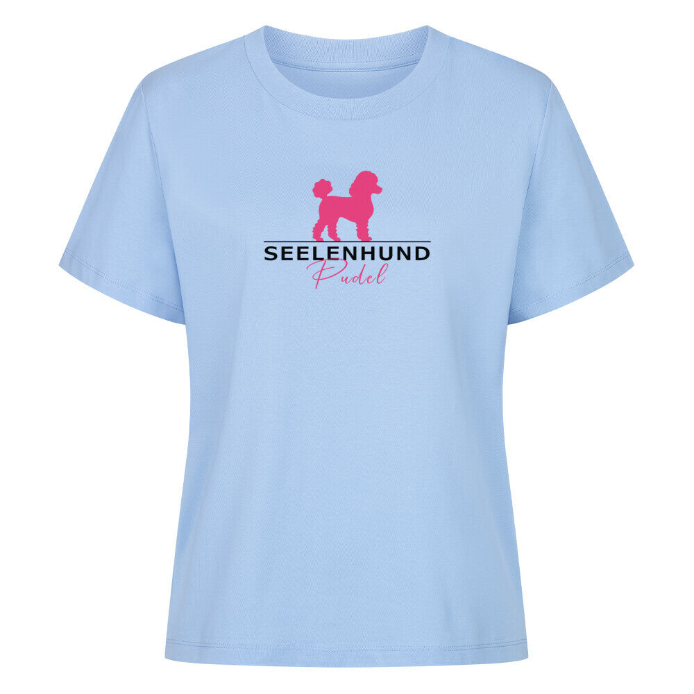 Premium Organic Damen-Shirt "Pudel - Seelenhund" Sky Blue – hunde-shirt.de
