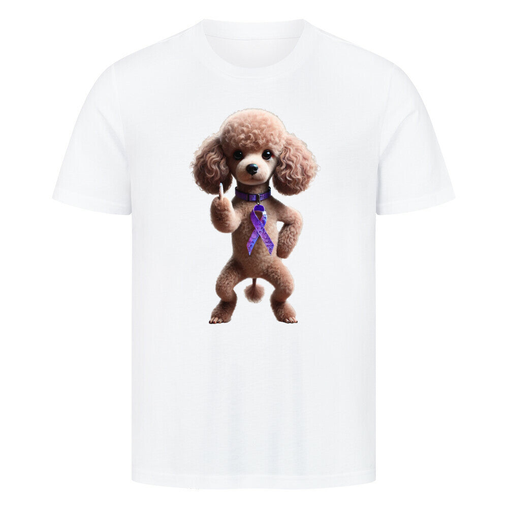 Premium T-Shirt "Pudel - Fuck Cancer" Weiß – hunde-shirt.de
