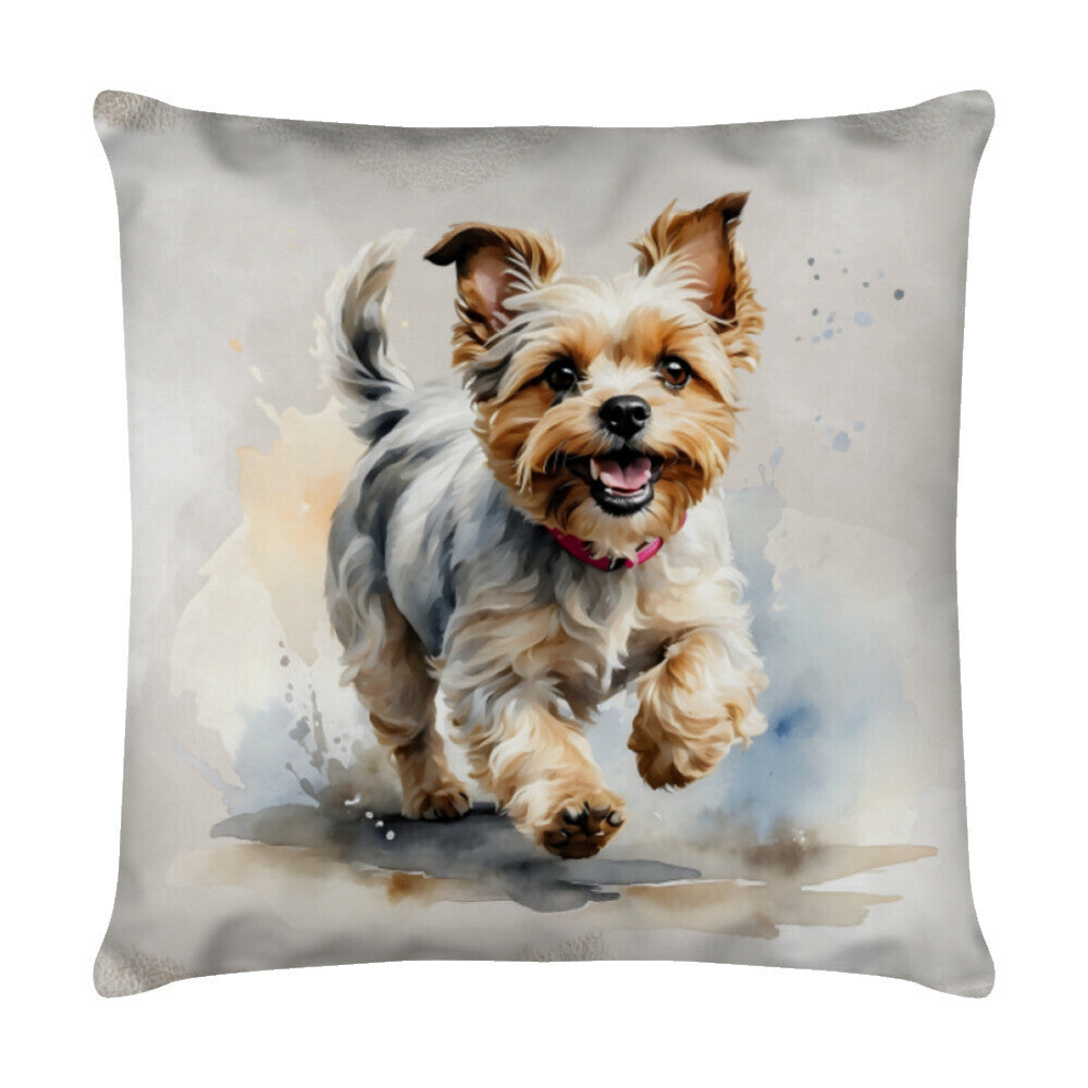 Kissen "Biewer Terrier - Run" Weiß – hunde-shirt.de