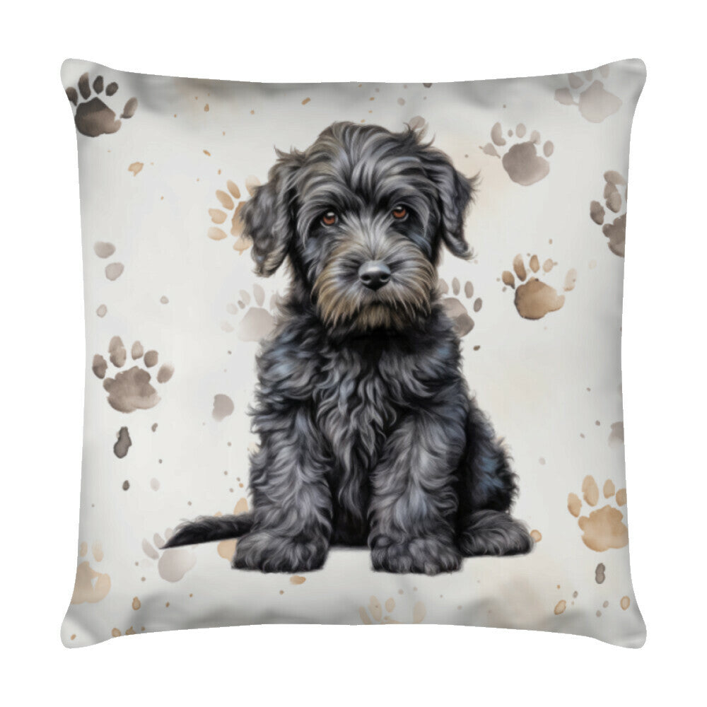 Kissen "Black Russian - Puppy Paws" Weiß – hunde-shirt.de