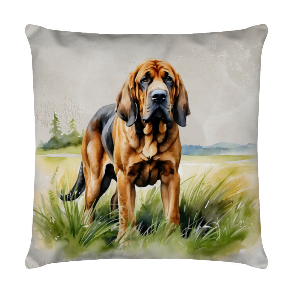Kissen "Bloodhound - Natur" Weiß – hunde-shirt.de