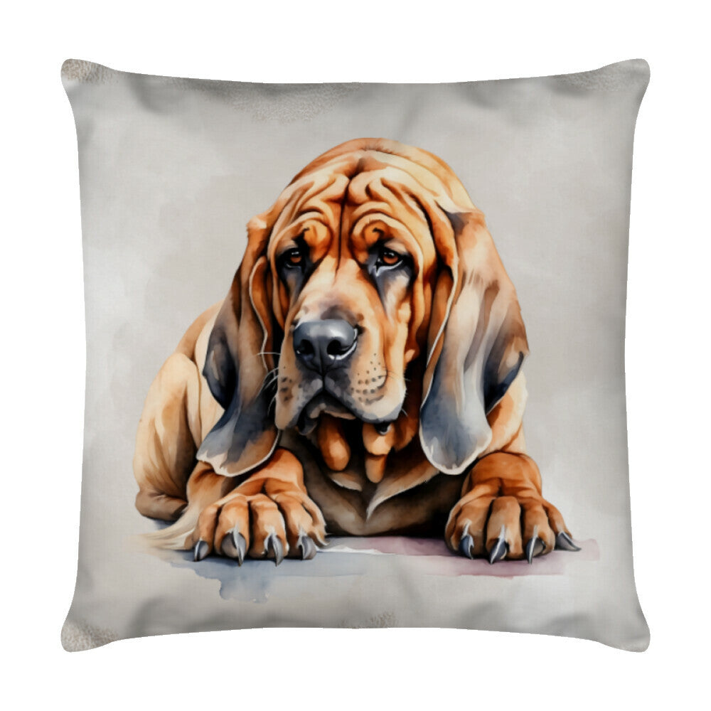 Kissen "Bloodhound - Relax" Weiß – hunde-shirt.de