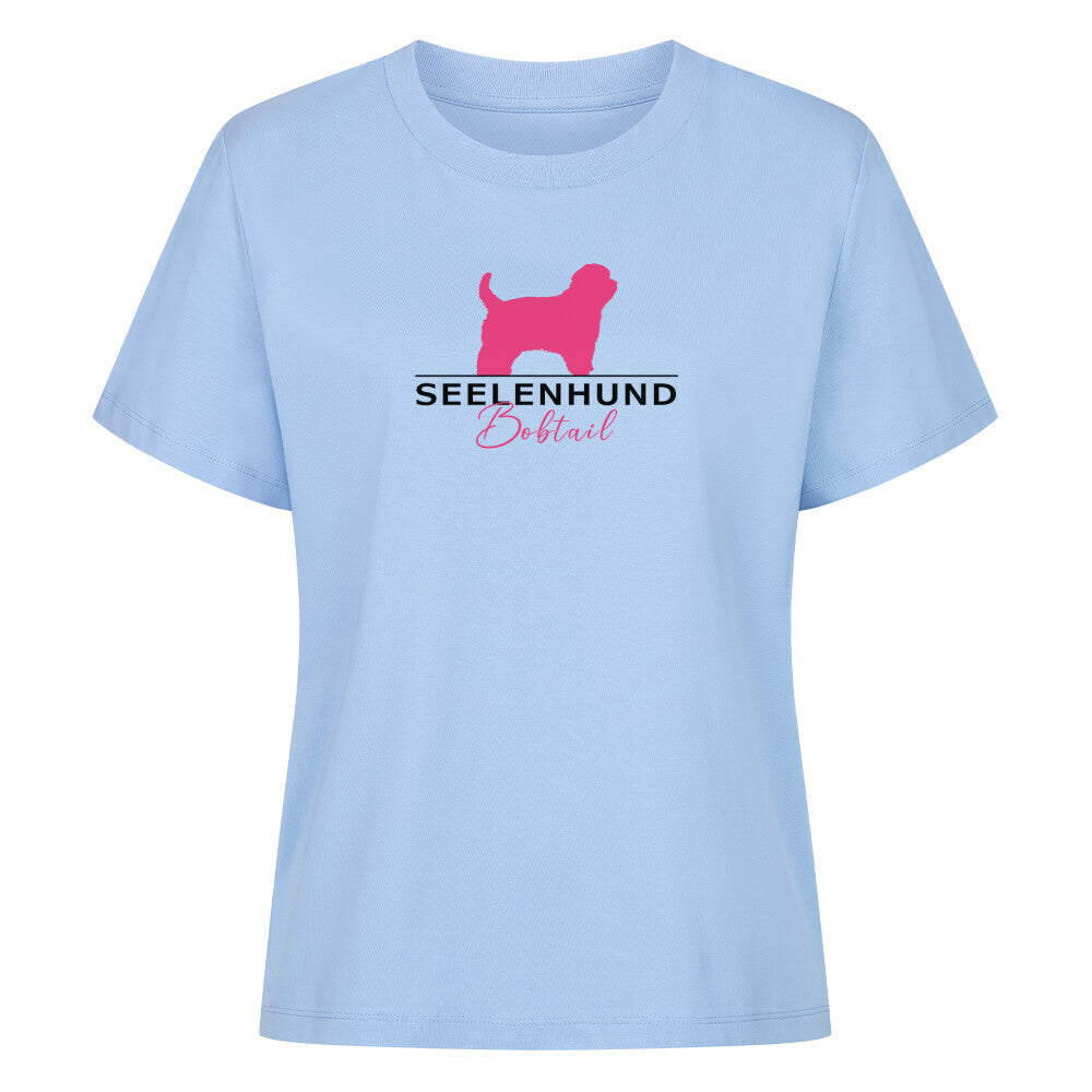 Premium Organic Damen-Shirt "Bobtail - Seelenhund" Sky Blue – hunde-shirt.de