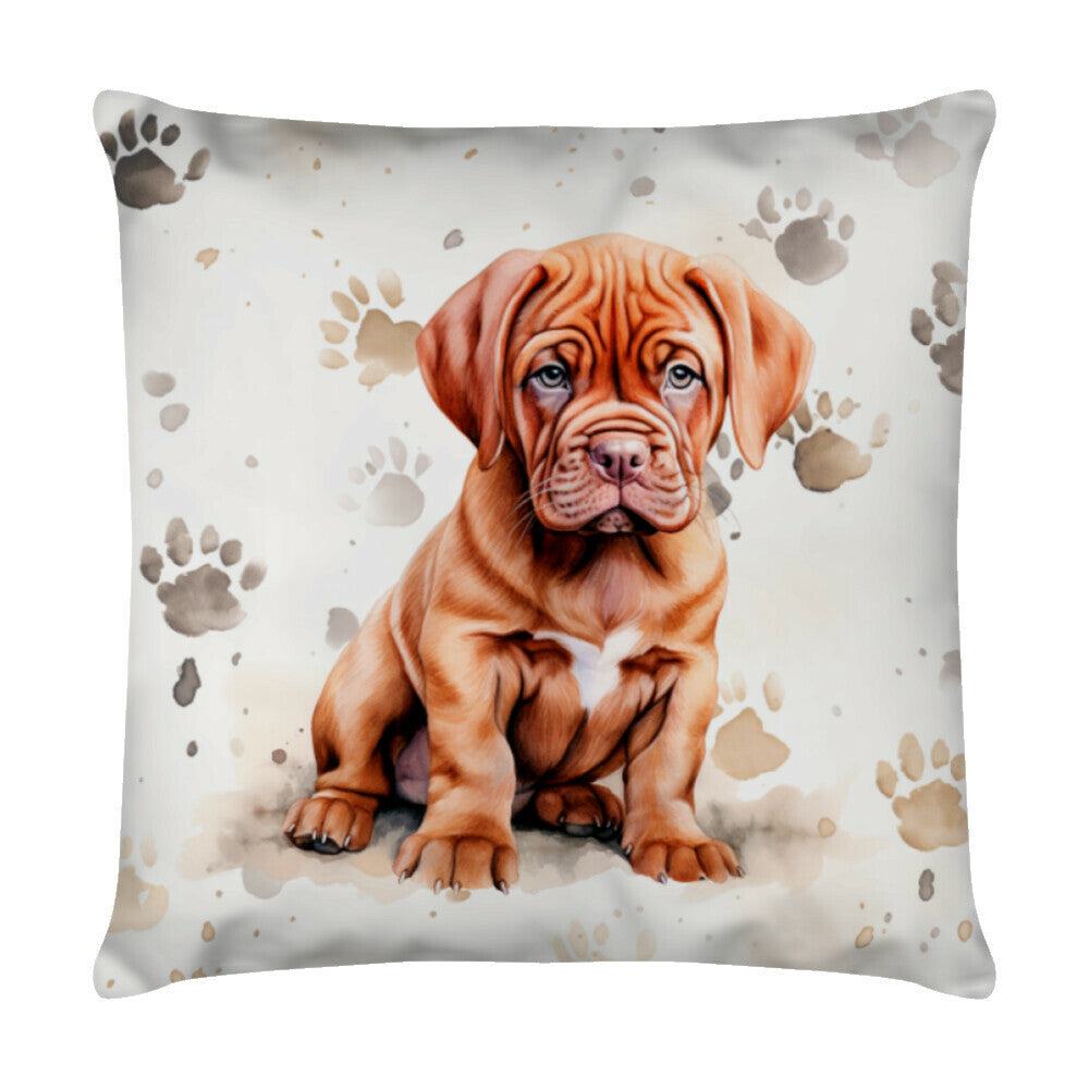 Kissen "Bordeauxdogge- Puppy Paws II" Weiß – hunde-shirt.de