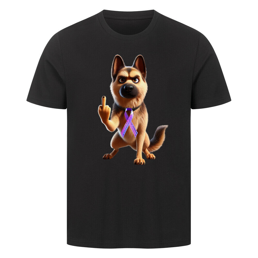 Premium T-Shirt "Schäferhund - Fuck Cancer" Schwarz – hunde-shirt.de