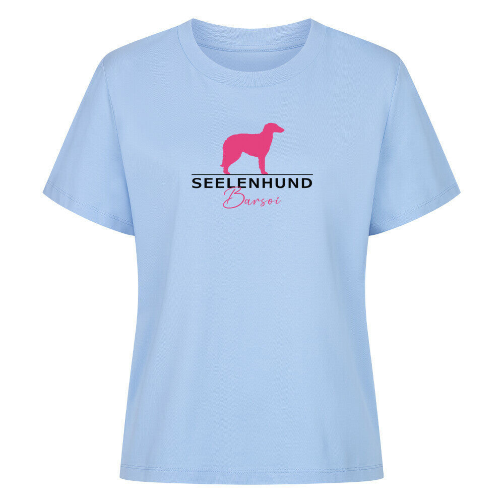 Premium Organic Damen-Shirt "Barsoi - Seelenhund" Sky Blue – hunde-shirt.de
