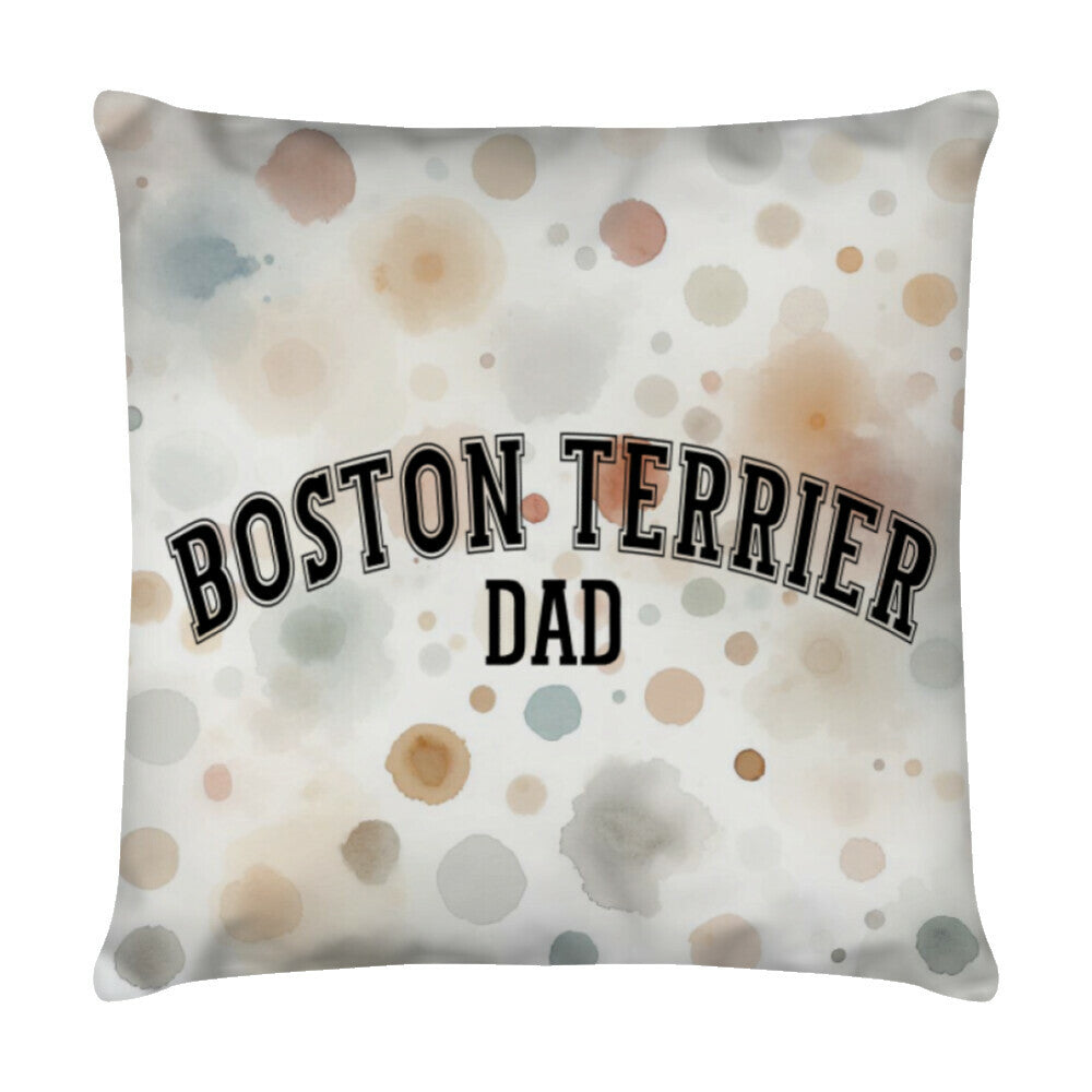 Kissen "Boston Terrier - DAD" Weiß – hunde-shirt.de