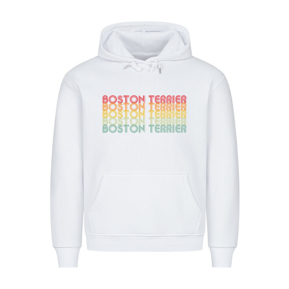 Premium Hoodie "Boston Terrier - RETRO" Weiß – hunde-shirt.de